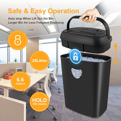 काले 25L कागज shredder मशीन कार्यालय के लिए भारी शुल्क और क्रॉस कट CD228P-12 shred CD क्रेडिट कार्ड